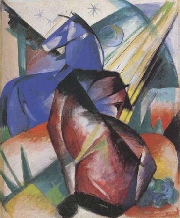 Franz Marc Two Horses,Red and Blue (mk34) Germany oil painting art